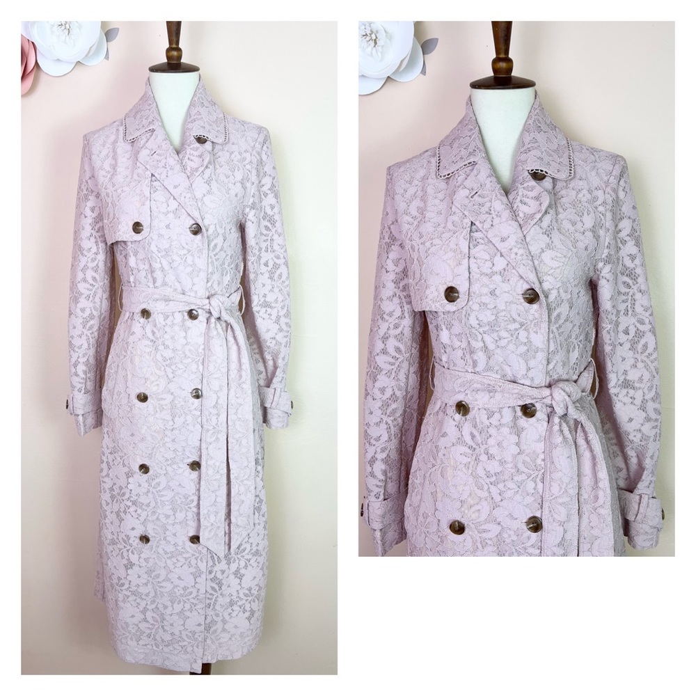 New! RACHEL PARCELL Lace Trench Coat - Picture 7 of 11
